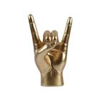 Escultura: estátua, pedra, mão, resina dourada, 12,5 cm, genérica