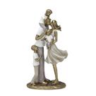 Escultura Estatueta Estátua Família Casal E Três Filhos Meninos Irmãos Resina Decorativa Casa Sala Quarto Escritório Mesa Rack Estante Aparador Luxo