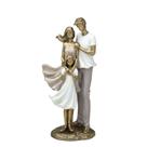 Escultura Estatueta Estátua Família Casal Filha Menina Grande Resina Decorativa Casa Sala Quarto Escritório Mesa Presente Rack Estante Aparador Luxo