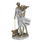 Escultura Estatueta Estátua Família Casal Filho Menino Pet Cachorro Decorativo Enfeite Decoração Casa Sala Quarto Escritório Mesa Rack Estante Criado