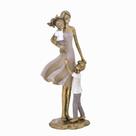 Escultura Estatueta Estátua Mãe Dois Filhos Meninos Irmãos Família Decorativa Casa Sala Quarto Escritório Mesa Rack Estante Presente Aparador Resina