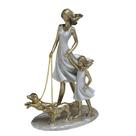 Escultura Estatueta Estátua Mãe Filha Dois Pet Pets Cachorros Decorativo Casa Sala Quarto Escritório Família Estante Rack Mesa Criado Aparador Resina