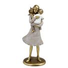 Escultura Estatueta Estátua Mãe Solo Filho Menino Decorativa Enfeite Resina Casa Sala Quarto Escritório Mesa Rack Estante Presente Decoração Criança