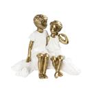 Escultura Família Dois Irmãos Amigos No Banco