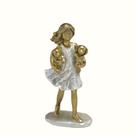Escultura Família Menina Com Cachorrinhos Em Resina Escultura Família Menina Com Cachorrinhos Em Resina
