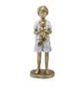 Escultura Família Menino Com Gato Em Resina