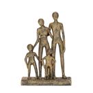 Escultura Família Pais e 2 Filhos em Poliresina Dourada 22x15cm Mart