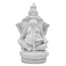 Escultura Ganesh Meditando Base 7 cm Branco em Resina