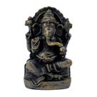 Escultura Ganesh Meditando Trono 9cm Dour Envelhecido Resina