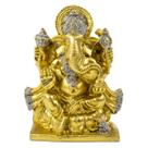 Escultura Ganesh Sentado 11 cm Dourado em Resina