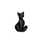 Escultura Gato Preto Minimalista Decoração Moderna 15cm Preto