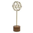 ESCULTURA GEOMETRICA INDIANA METAL PEDESTAL EM MADEIRA 47cm