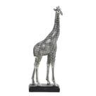ESCULTURA GIRAFA DECORATIVA PRATA COM RANHURAS 29cm
