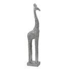 Escultura girafa decorativa rustica prata p