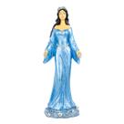 Escultura Iemanjá 26 cm Umbanda Manto Azul Metalizado Resina
