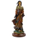 Escultura Índia Guerreira Xamã Apache em Pé 30 cm em Resina