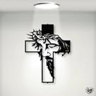 Escultura Jesus, Cruz Em Mdf De 6mm De 50cm - Preto