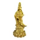 Escultura Kuan Yin em Pé 15 cm Dourado em Resina