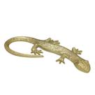 Escultura lagartixa decorativa em metal dourado 39,5cm - Espressione