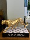 Escultura leopardo caminhando 45x15cm