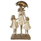 Escultura Mãe Com Duas Meninas Em Resina