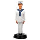 Escultura Marinheiro Umbanda Branco e Azul 20 cm em Resina