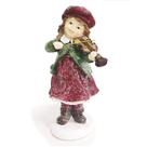 Escultura Menina Violinista Natalina em Pé Decorativa 18cm
