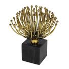 Escultura Metal Dourado e Base Mármore Preto Luxo Escultura Metal Dourado e Base Mármore Preto Luxo