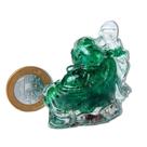 Escultura Mini Buda de Quartzo Verde na Resina - 70g - 5cm - Arte Esotérica