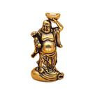 Escultura Mini Maitreya Buddha com lingote de latão antigo 23x16mm
