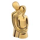 Escultura Notakia abraçando casal em cerâmica dourada 20cm Escultura Notakia abraçando casal em cerâmica dourada 20cm