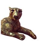 Escultura Pantera Negra Felina em Gesso Decorativa (34x14cm)