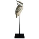 Escultura Pássaro Garça Com Pedestal 55cm Madrepérola
