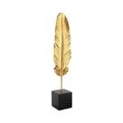 Escultura Pena Dourada em Poliresina e Metal 12770 Mart Escultura Pena Dourada em Poliresina e Metal 12770 Mart