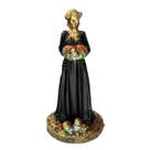 Escultura Pomba Gira Rosa Caveira Preta Dourada Resina 12 cm