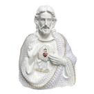 Escultura sagrado coracao de jesus com perolas branca 20cm
