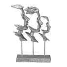 Escultura Trio De Faces Decorativa Prata