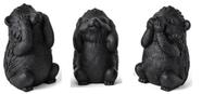 Escultura trio de porco espinho preto decorativo mart