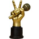 Escultura Victory Hand com microfone em resina retrô de 25 cm