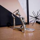 Escultura Yoga Prata Em Porcelana Pose Rei Pombo 22x20 cm M02 - D'Rossi