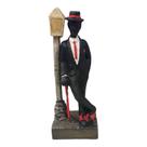 Escultura Zé Pelintra Preto 11 cm no Poste em Resina