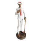 Escultura Zé Pelintra Vintage 15cm em Resina : Terno Branco e Vermelho