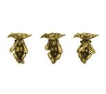 Esculturas Castiçais Resina Dourado Macaco Cego Surdo Luxo Esculturas Castiçais Resina Dourado Macaco Cego Surdo Luxo
