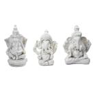 Esculturas Ganeshas Trio Meditando 7cm Branco em Resina Esculturas Ganeshas Trio Meditando 7cm Branco em Resina