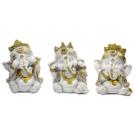 Esculturas Trio Ganeshas Cego, Surdo e Mudo 8 cm em Resina