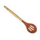 Escumadeira Cucina de silicone com cabo em madeira A31,5cm terracota