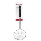 Escumadeira Inox KitchenAid Preta Multiuso Cozinha Frituras Colher Vazado Escorrer Óleo Batata Frita Pastel Utensílio Culinário Profissional Resistent
