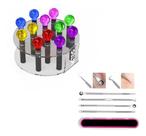 Esfera De Cromoterapia 6 Pares + Kit Cureta 4 Peças Extrator