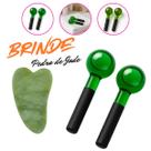 Esferas De Vidro Massagem Facial E Cromoterapia Cor Verde Brinde Pedra Jade Guasha
