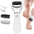 Esfoliante elétrico de pés BOMPOW, lima de pés, removedor de pele dura, ferramentas de pedicure, kit eletrônico de calos para calcanhares rachados e pele morta com 2 cabeças de rolo, branco